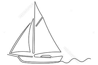 Continuous line drawing minimalist design simple of a sailboat icon