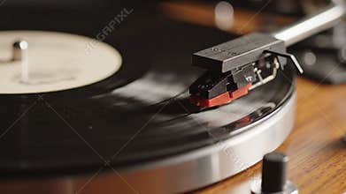 Classic Turntable With Warm Audio. Retro Record Player Delivering Nostalgic Musical Warmth. Detailed View Of Retro