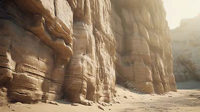 Canyon desert landscape with eroded sandstone cliffs