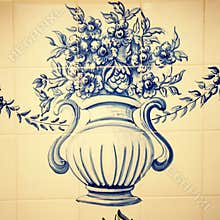 Detail of typical old portugal tiles(azulejos)