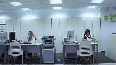 Women working in the bank office