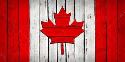 Canadian flag painted on wooden boards