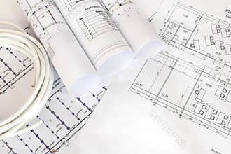 Electrical cable on the construction drawings