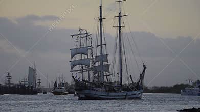 Sailing ships at the river