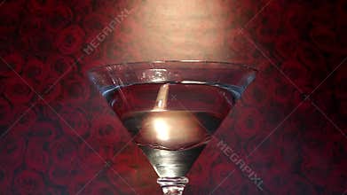 Cocktail drink strawberries roses background