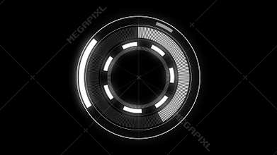Futuristic HUD circle rotation elements on alpha channel. animated data interface