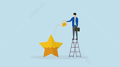 motivation to success or being excellence, 4k animation of aspiring entrepreneur embody shining star value symbolizing achievement