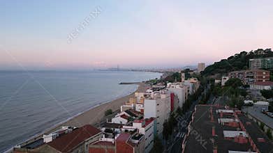 aerial view of the spanish town of Montgat near Barcelona, in the Costa Brava of
