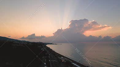 aerial view of the spanish town of Montgat near Barcelona, in the Costa Brava of