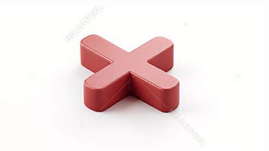 Red 3D Cross Symbol: Wrong, Error, Cancel Mark