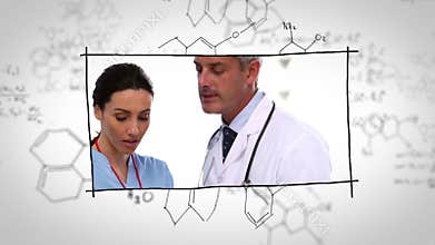 Doctors working in labs over chemical drafts