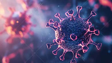 Microscopic view of coronavirus cells showing structure and contagion