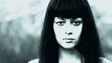 Haunted woman with devil eye