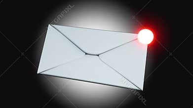 A white envelope with a glowing red as a new message or notification.
