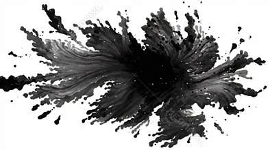 Monochrome Statement: Ink Blot on Minimalist Canvas
