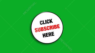 Click Subscribe Here Stamp Animation on Green Screen Background (4K)
