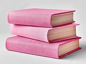 Four pink fabric-textured books stacked vertically, showcasing a uniform color and pattern The texture appears soft and tactile