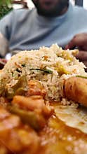 Delicious rice and curry meal enjoyed at local eatery