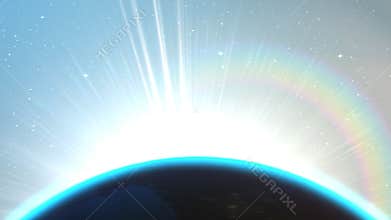 Planet earth with night time and sunrise