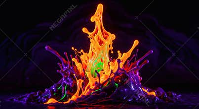 Vibrant Neon Paint Splash in Dynamic Abstract Art