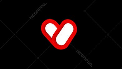 Heart Animation Logo – Minimal Red and White Love Symbol black Background