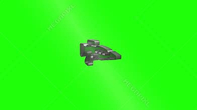 Rotating futuristic blaster rifle on green screen