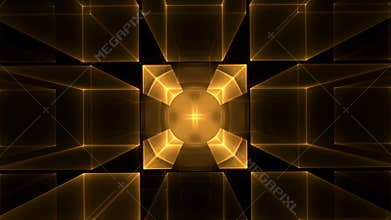 Golden Cubes Rotating in Perspective