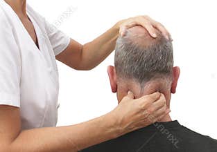 Massaging tight neck muscles