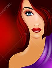Beautiful Woman Redhead Staring