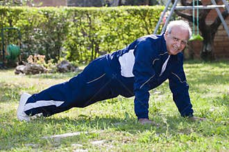 Senior Working Out Outdoor Push Up