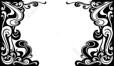 Decorative Black White Flourishes Borders