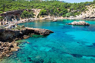 Ibiza Punta de Xarraca turquoise beach paradise in Balearic Islands