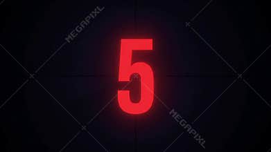 Countdown, Glowing Red on Dark Background, Dramatic Movie Trailer Intro or Timer Sequence Element