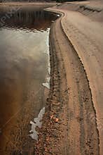 A deserted beach in springtime