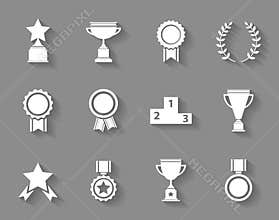 Set of award success and victory icons