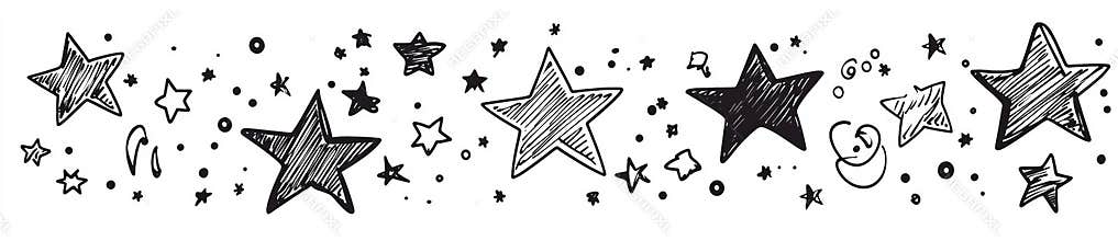 The outlined, flat, and colored design of a star symbol on a light background creates a sparkling and clean appearance