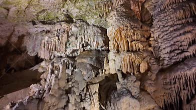 Amazing rock formations in one of the largest caves in Europe, Postojna Cave, Slovenia.