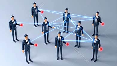 Viral contagion spreading through a connected business network