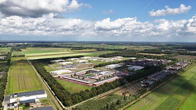 AZC Ter Apel, asylum seekers centre, reception and registration facility, aerial of the architectural compound.