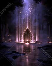 Christian Christmas Creation Commercial Image Birth Light · Holy Silver Glow - Hyperrealistic Silver White Beams, Manger, Three