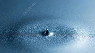 Close-up of a Small Dent on a Blue Metal Surface