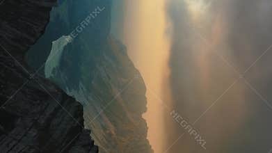 Sunset mountains and dramatic clouds