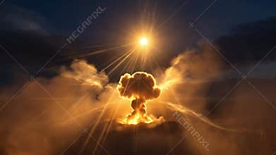 Golden Sunlight Shining Through Clouds in the Sky With Light Rays Abstract Image