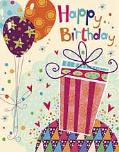Beautiful happy birthday greeting card with gift a