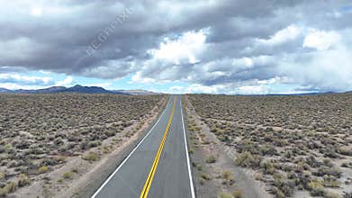 Aerial Highway 120 California Desert Road Sierra Nevada Fly Through