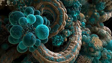 Crosssectional view of intestines showing expanding turquoise gas bubbles disrupting normal digestion and causing