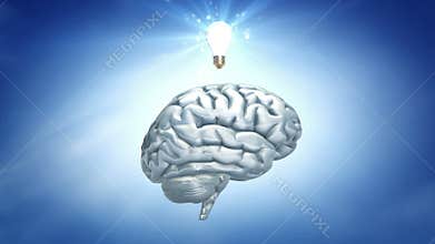 Blue Sky Thinking: brain and lightbulb