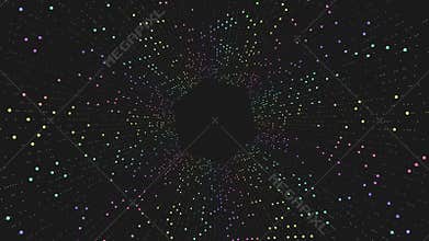 B and w portrait with colorful dots futuristic artistic design