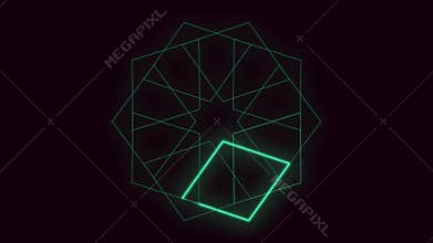Radiant green geometric pattern with square center