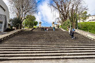 Coimbra, Portugal - Mar 14, 2025: Monumental stairway escadas monumentais at the University of Coimbra in Portugal